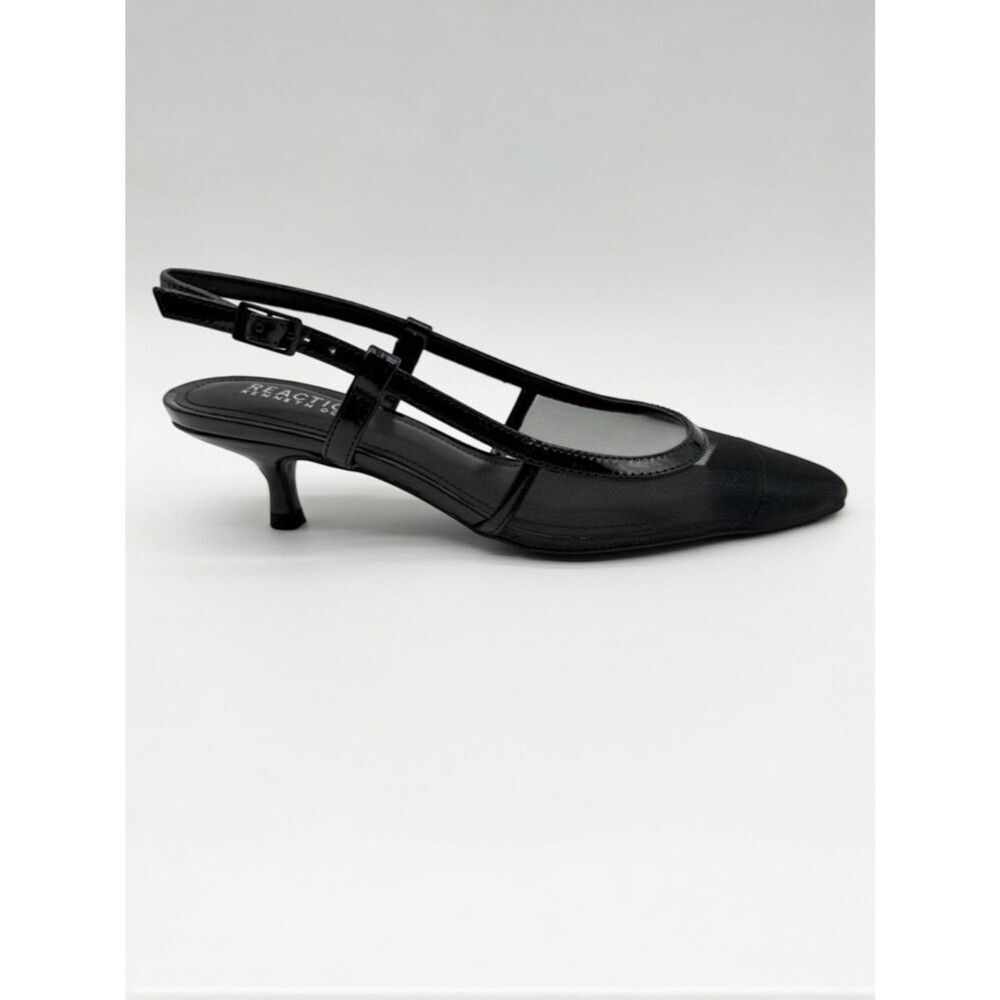 Kenneth Cole Reaction Maggie Mesh Kitten Heel Slingback Pumps Black 5.5 NEW